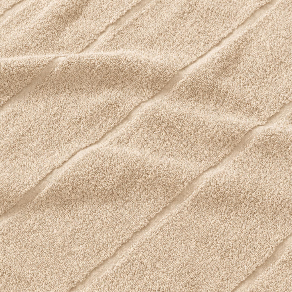 Beige bath towel zoomed in 