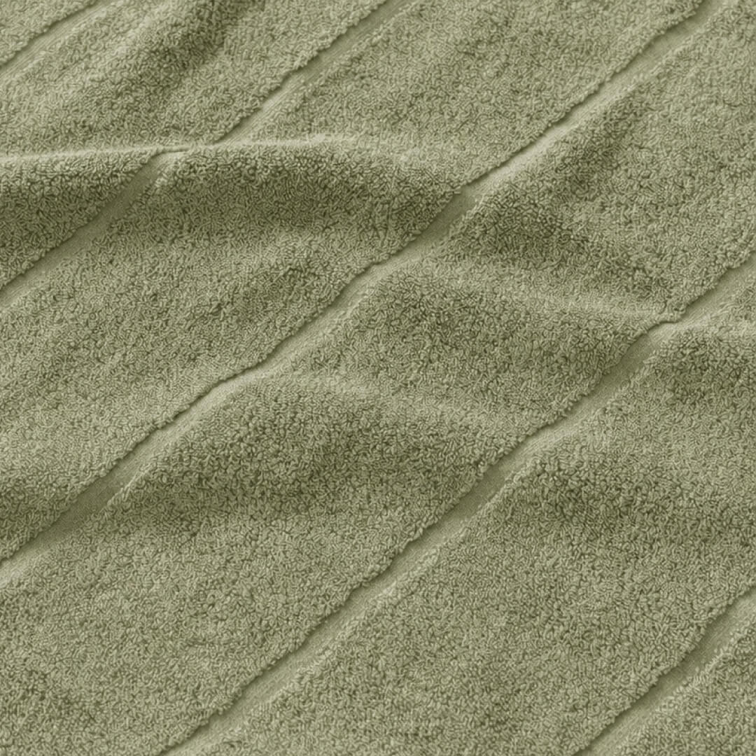 Sage bath towel zoom in on texture