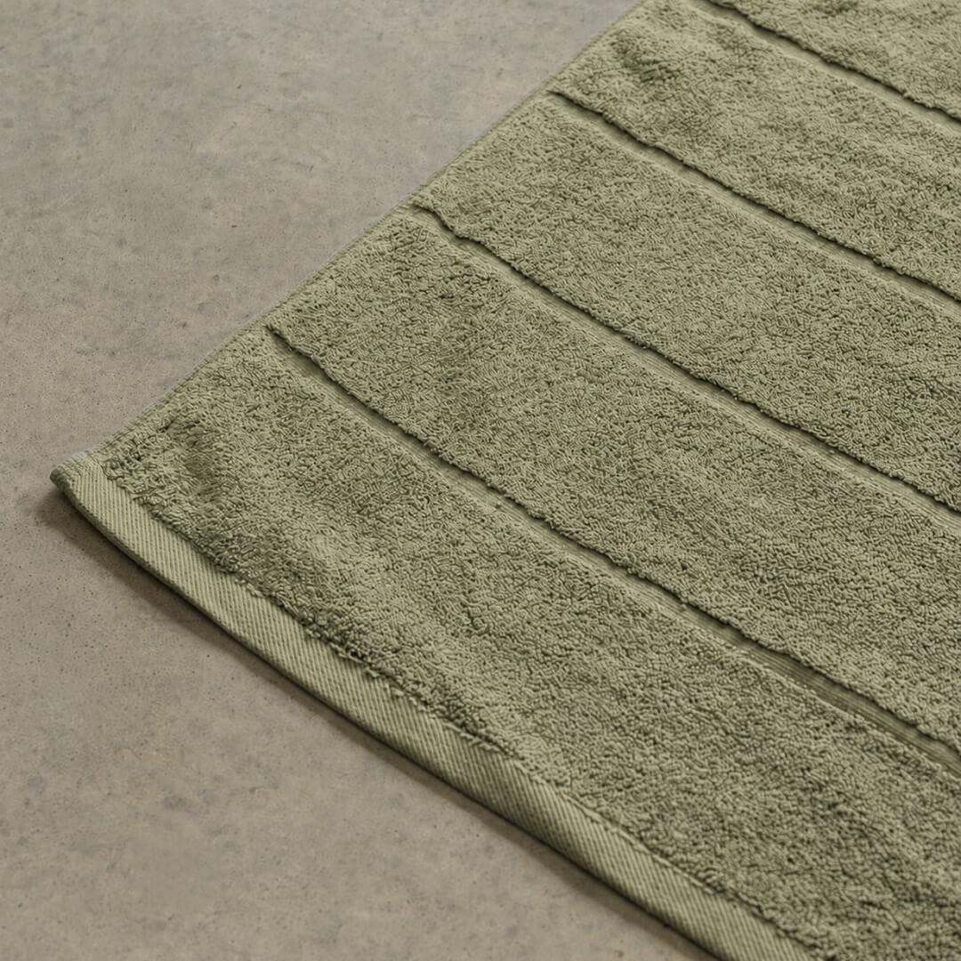 Sage bath towel corner detail
