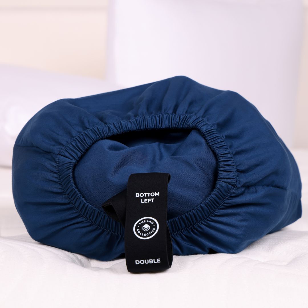 Blue fitted sheet inside TLC JoeyPouch