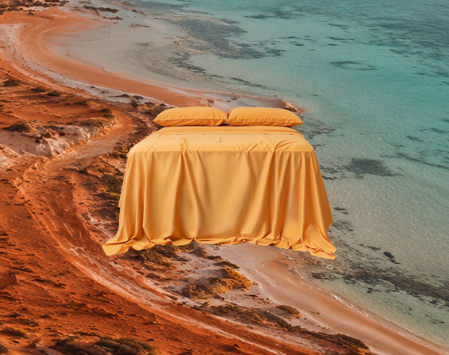 Shark Bay bedding against its Australian landscape